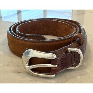 Orvis Leather Brown Belt SZ 38 W/Silver Buckle Style 5591